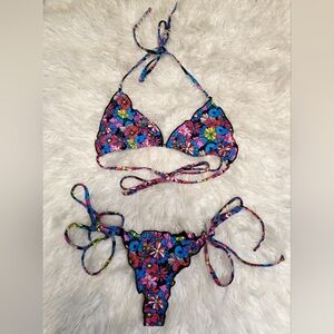 -SOLD- Floral OF Thong Bikini Set